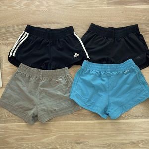 Adidas aeroready shorts- Grey, blue, black, black w/ white stripe - gently used